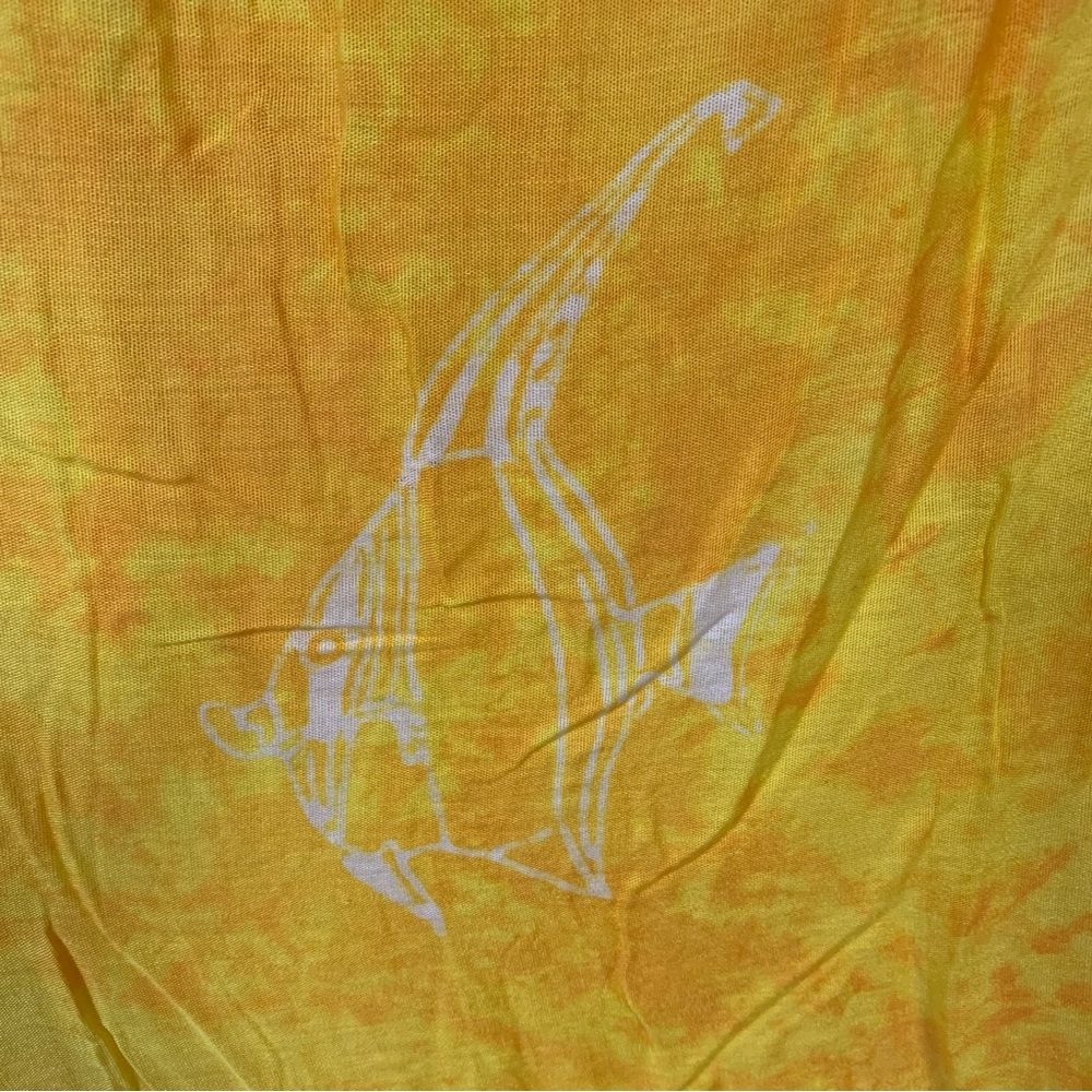 Tie Dye Boho Beach Pool Cover Yellow Fish Hippie Loose Relaxed Fit Summer Vaca - Picture 4 of 8